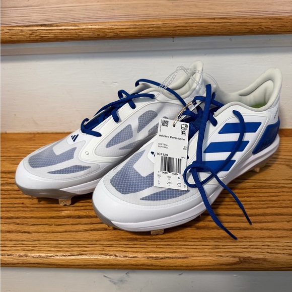 adidas Other - Adidas White & Royal Blue Athletic Cleats baseball/softball